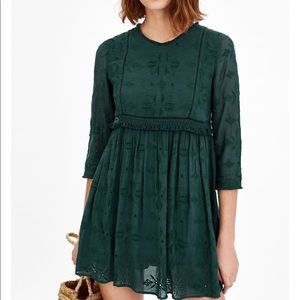 Zara jumpsuit dress with cutwork embroidery